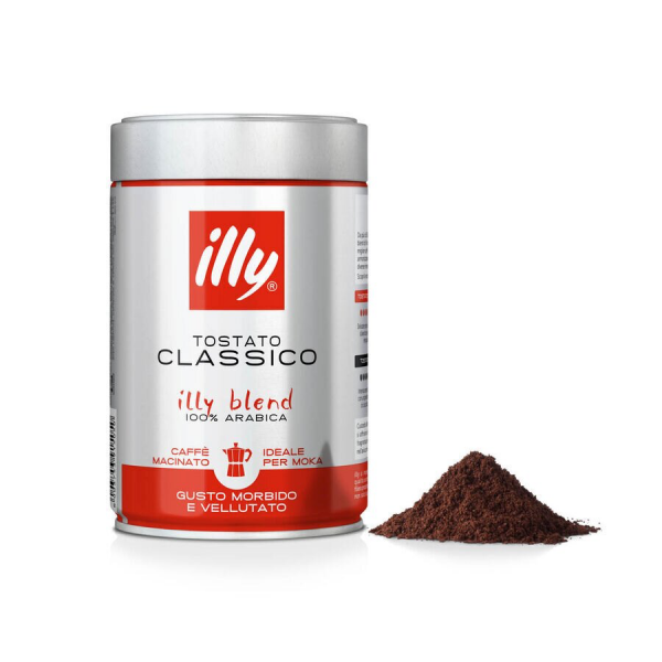 illy classico roast - medium roast blend - moka ground coffee 125g